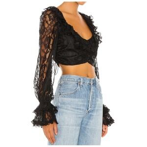 For Love And Lemons Quinn Crop Top Lace Women XS Ruffle Witchy‎ Whimsigoth